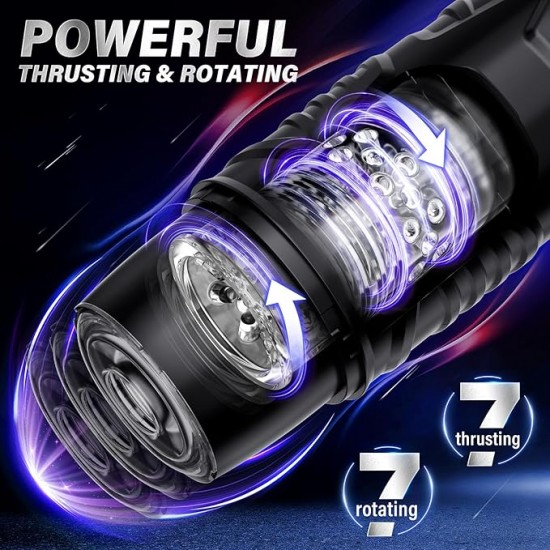 Automatic Male Masturbator Sex Toys for Men - Adult Toy Male Sex Toys with 7 Thrusting & 7 Rotating Modes,Hands Free Pocket Pussy Sex Machine with Visual Window & Mounting Base, Electric Thrusting Cup