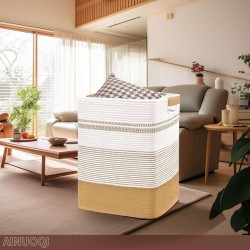 Laundry Basket with Handles - Blanket Basket & Hampers for Bedroom Aesthetic, Laundry Hampe
