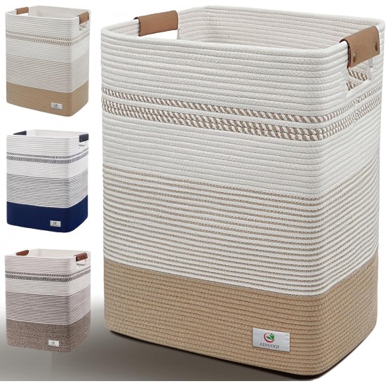 Laundry Basket with Handles - Blanket Basket & Hampers for Bedroom Aesthetic, Laundry Hampe