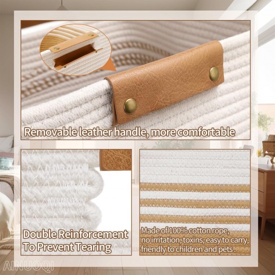 Laundry Basket with Handles - Blanket Basket & Hampers for Bedroom Aesthetic, Laundry Hampe