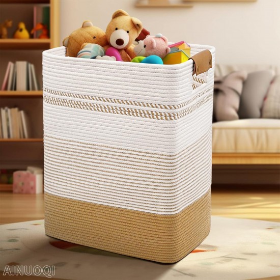 Laundry Basket with Handles - Blanket Basket & Hampers for Bedroom Aesthetic, Laundry Hampe