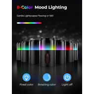 Waterless Diffuser for Essential Oil: Mini Battery Scent Diffuser for Room&Home&Car with 9 Colors LED Light - Aroma Cool Mist Obsidian Black