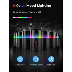 Waterless Diffuser for Essential Oil: Mini Battery Scent Diffuser for Room&Home&Car with 9 Colors LED Light - Aroma Cool Mist Obsidian Black