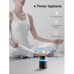 Waterless Diffuser for Essential Oil: Mini Battery Scent Diffuser for Room&Home&Car with 9 Colors LED Light - Aroma Cool Mist Obsidian Black