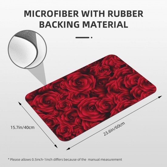 Roses Flower Bathroom Rugs, Non Slip Rubber Cute Bath Mat Bathmat Shower