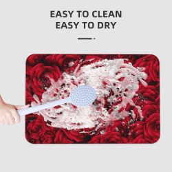 Roses Flower Bathroom Rugs, Non Slip Rubber Cute Bath Mat Bathmat Shower