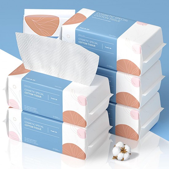 100% Cotton Face Tissues, Extra Thick Dry and Wet Use for Sensitive Skin,(600 Count)
