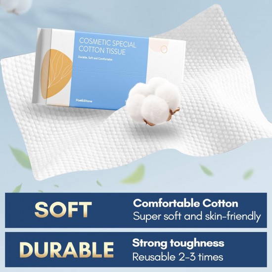 100% Cotton Face Tissues, Extra Thick Dry and Wet Use for Sensitive Skin,(600 Count)