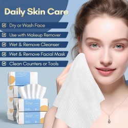 100% Cotton Face Tissues, Extra Thick Dry and Wet Use for Sensitive Skin,(600 Count)