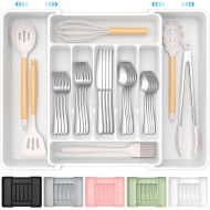 Extra Large Expandable Silverware Organizer, BPA-Free Food-Safe Cutlery Flatware Organizer