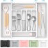 Extra Large Expandable Silverware Organizer, BPA-Free Food-Safe Cutlery Flatware Organizer