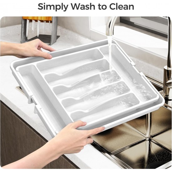 Extra Large Expandable Silverware Organizer, BPA-Free Food-Safe Cutlery Flatware Organizer
