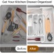 Extra Large Expandable Silverware Organizer, BPA-Free Food-Safe Cutlery Flatware Organizer