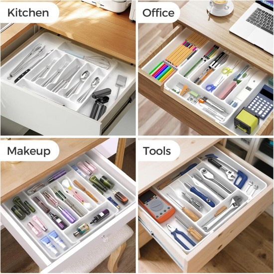 Extra Large Expandable Silverware Organizer, BPA-Free Food-Safe Cutlery Flatware Organizer