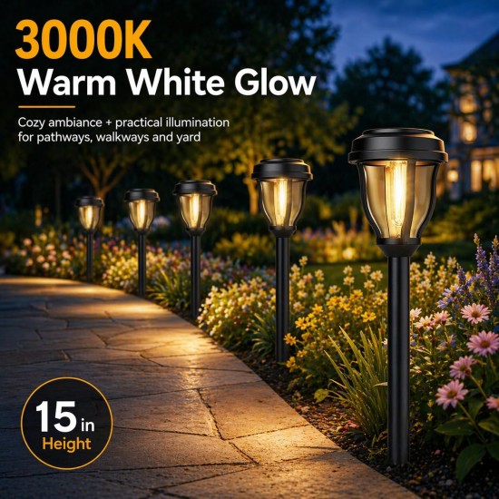 12 Pack Solar Lights Outdoor, Solar Pathway Lights Auto On/Off Waterproof Garden Landscape Lighting for Path, Yard, Walkway, Driveway Decor