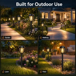 12 Pack Solar Lights Outdoor, Solar Pathway Lights Auto On/Off Waterproof Garden Landscape Lighting for Path, Yard, Walkway, Driveway Decor